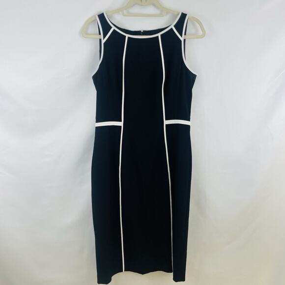 White House Black Market Sz 8 Piped Sheath Dress & Blazer Set Career Business - Picture 7 of 14